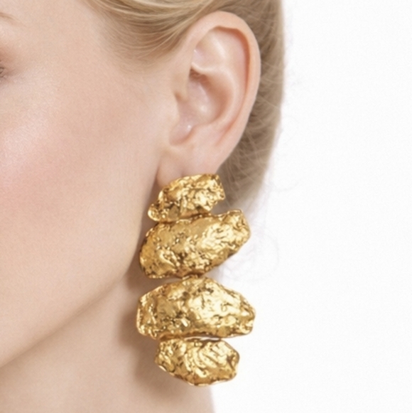 Zara Jewelry - NEW Zara Gold Statement Earrings Metallic Maximalism Avant Garde Party